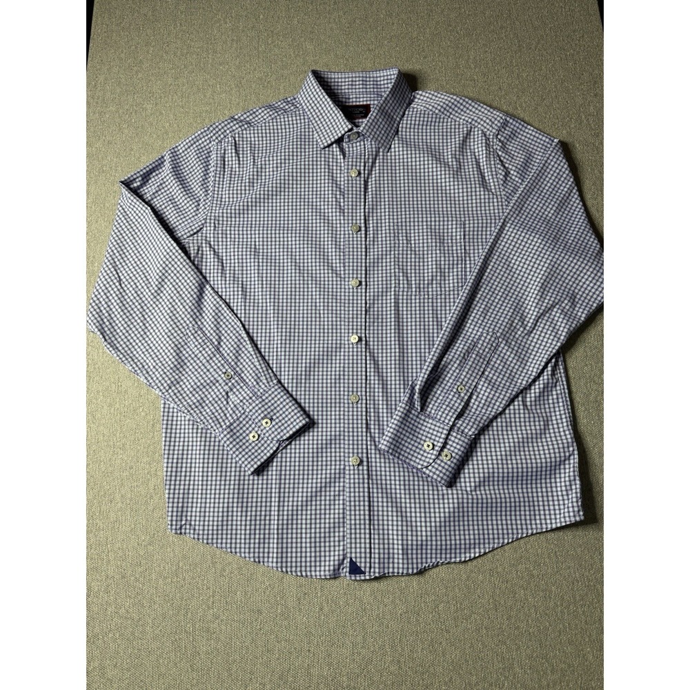 UNTUCKit Men's Purple And White Check Long Sleeve Cotton Button-Up Shirt Large